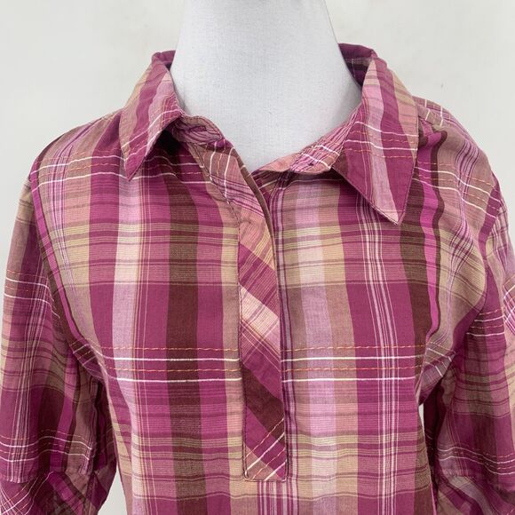 Soft Surroundings Arietta Shirt Women PM Petite Medium Hidden Button Half Sleeve - Picture 3 of 13